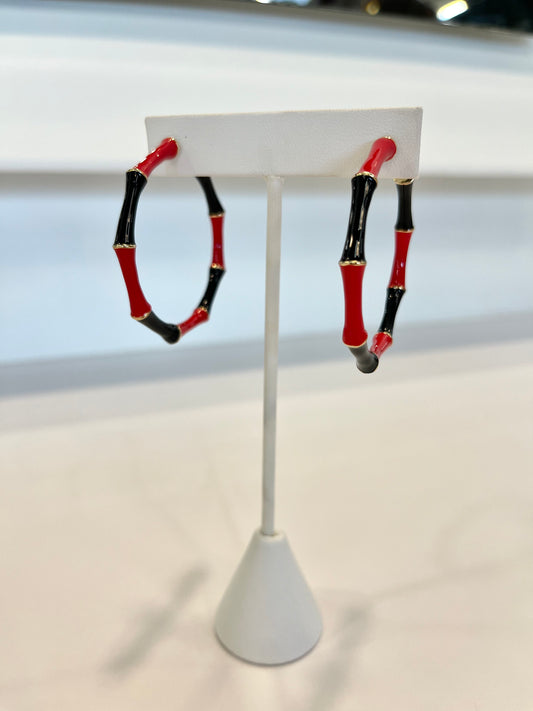 Red & Black Hoop Earrings