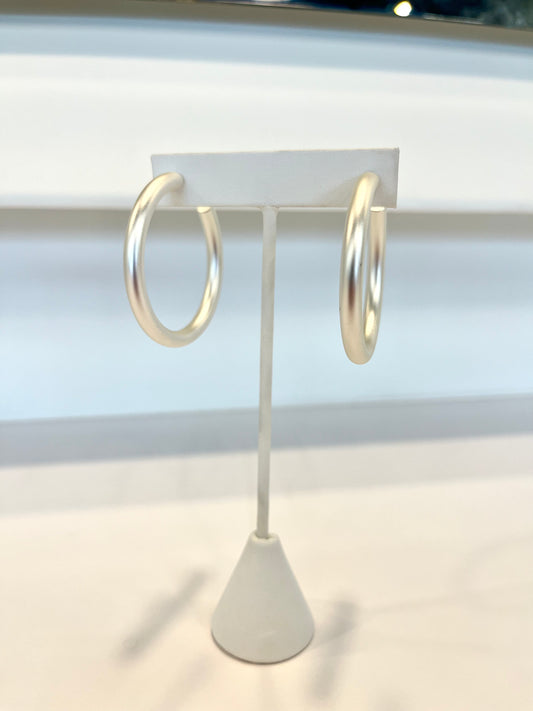 Silver Matte Hoop Earrings