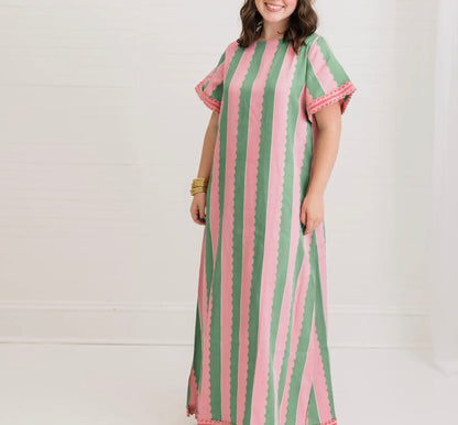 Palace Caftan Pink & Green