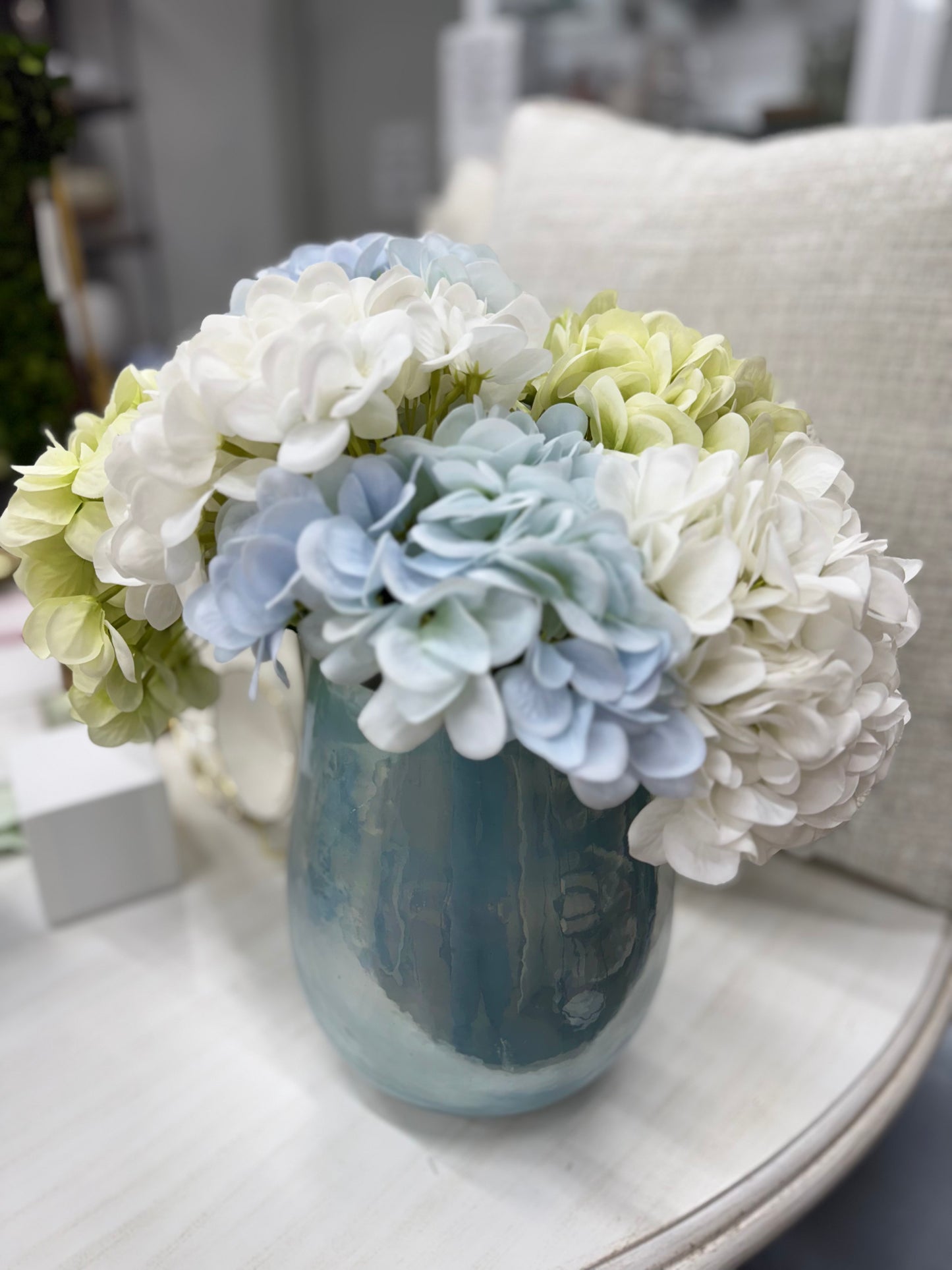 Hydrangea Arrangement in Blue Hurricane