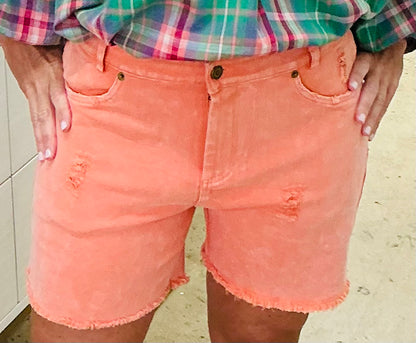 High Rise Mineral Washed Shorts
