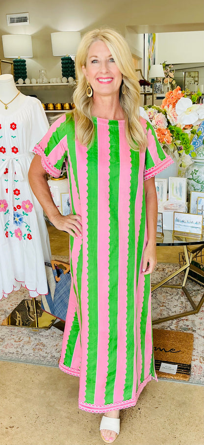 Palace Caftan Pink & Green