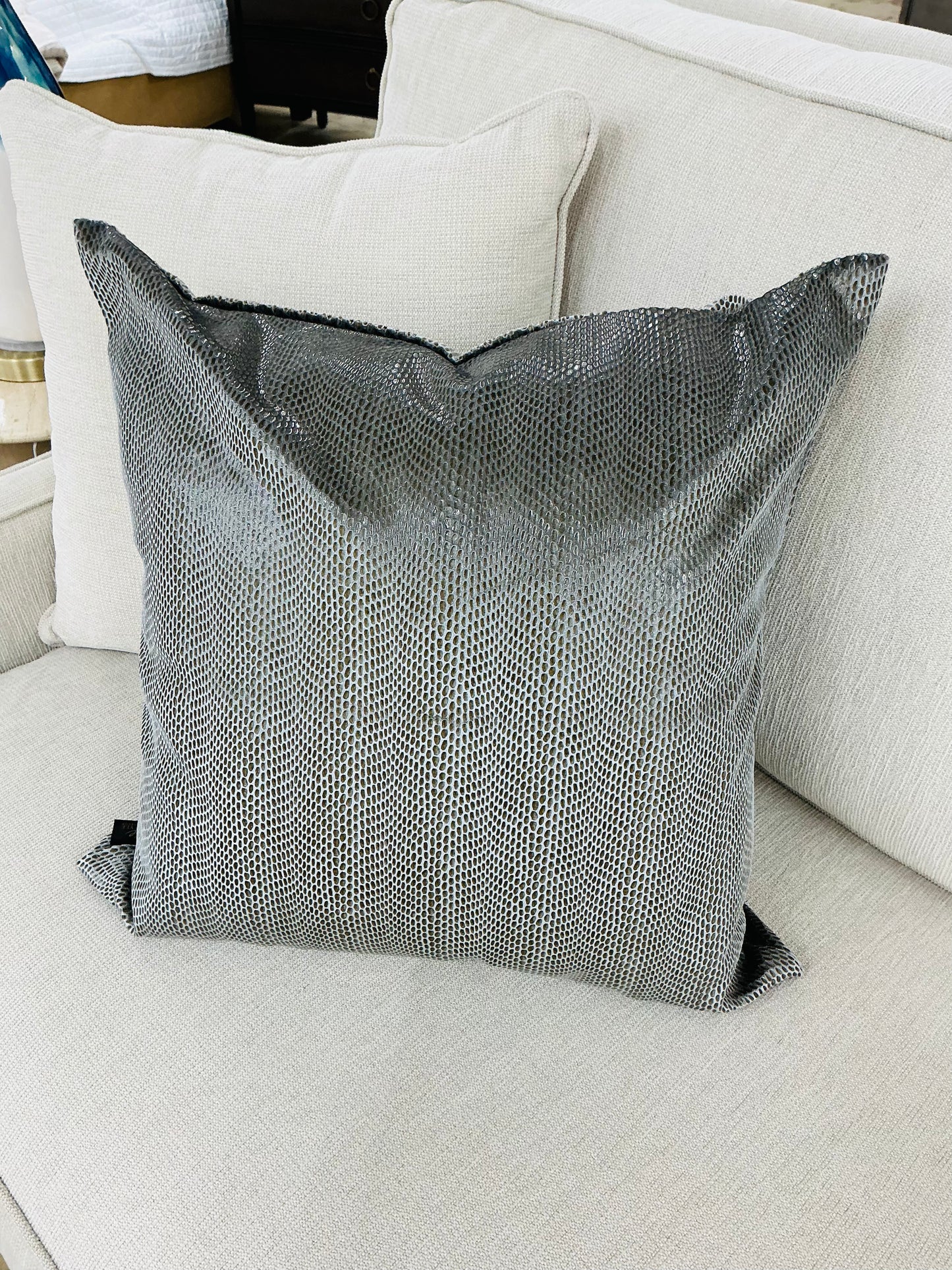 Silver Snake Print Pillow 22"
