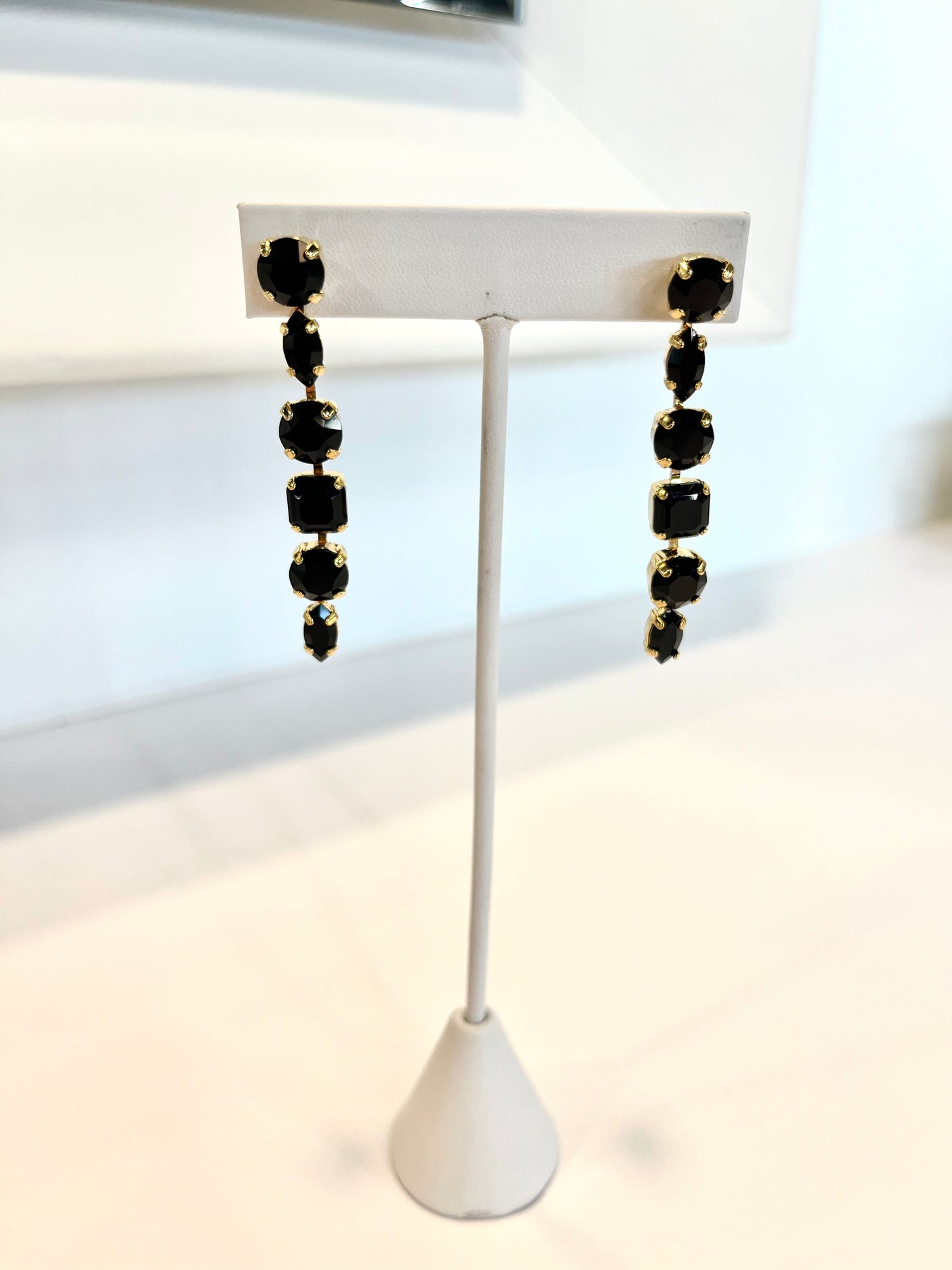 Black Mixed Crystal Dangle Earrings