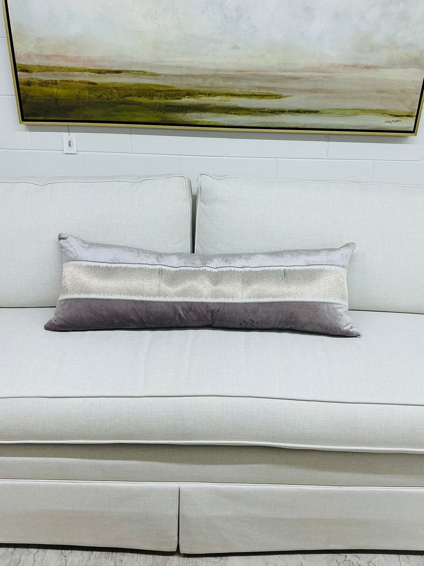 Grey Lumbar w/Gold Stripe Accent 14"x40"