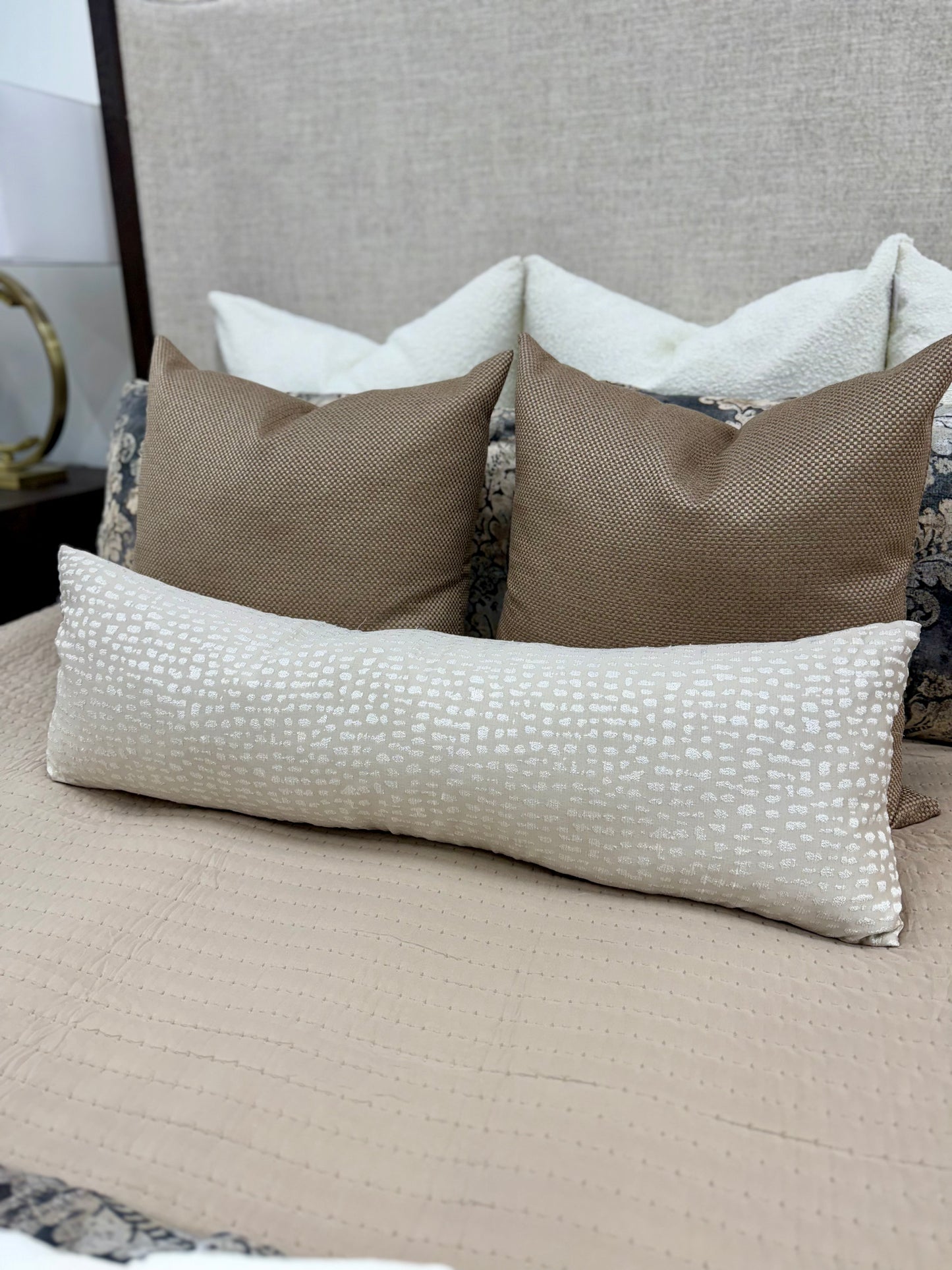 12"x36" Ivory Shimmer Texture Lumbar