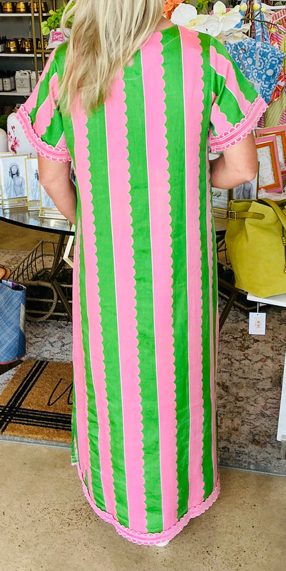 Palace Caftan Pink & Green
