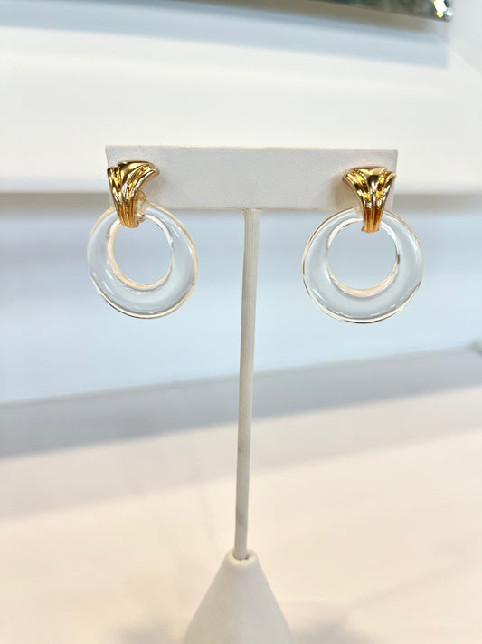 Round Acrylic Earrings w/Gold Accent