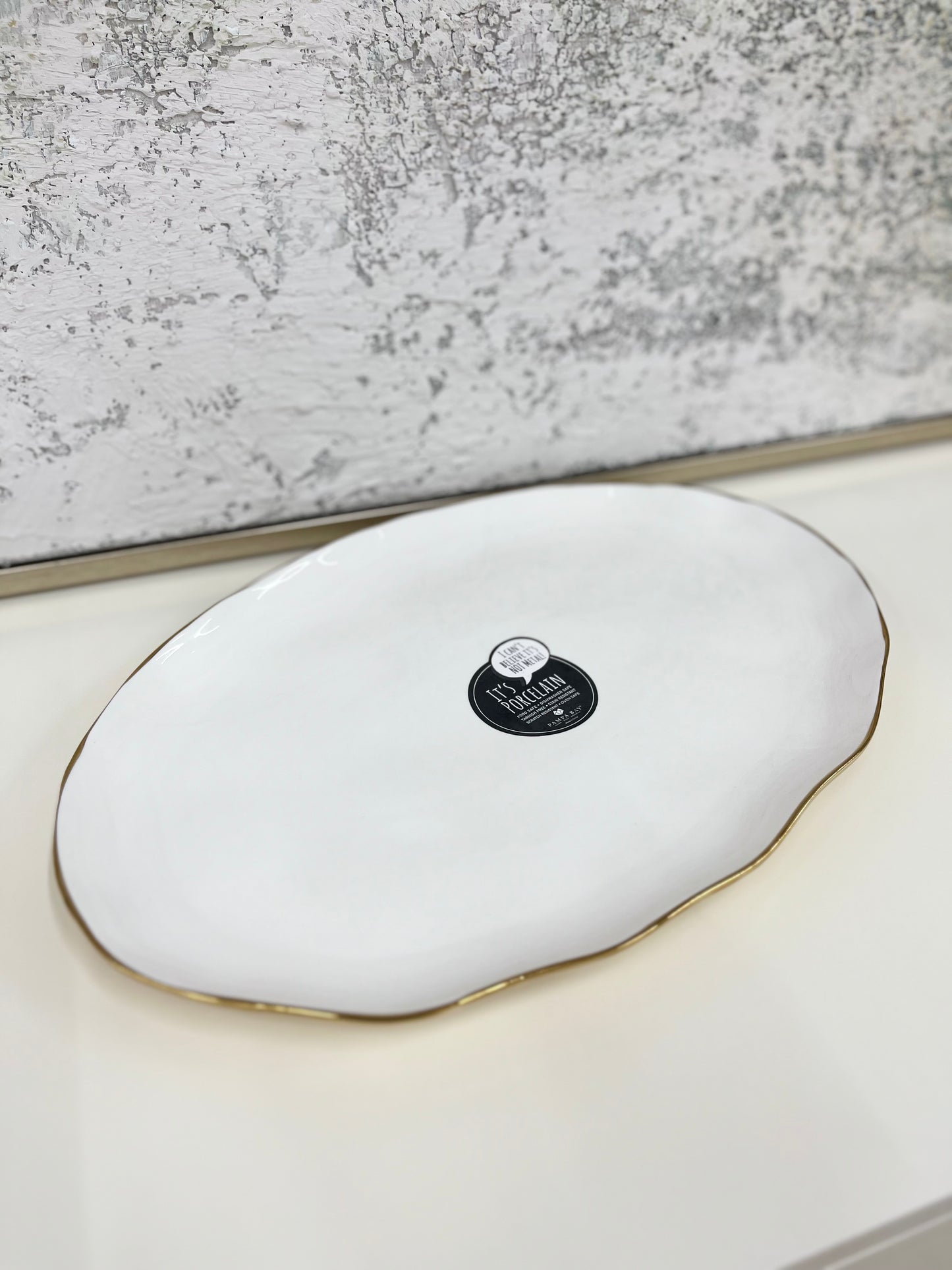 White & Gold Oval Porcelain Platter