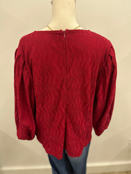 Burgundy Puff Sleeve Top