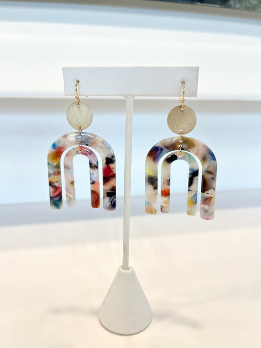 Multi Color U-Shape Dangle Earrings