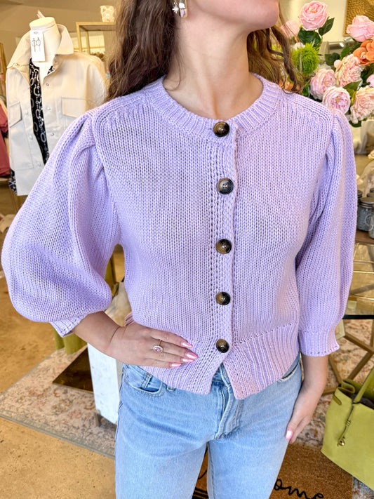 Lavender Puff Sleeve Sweater