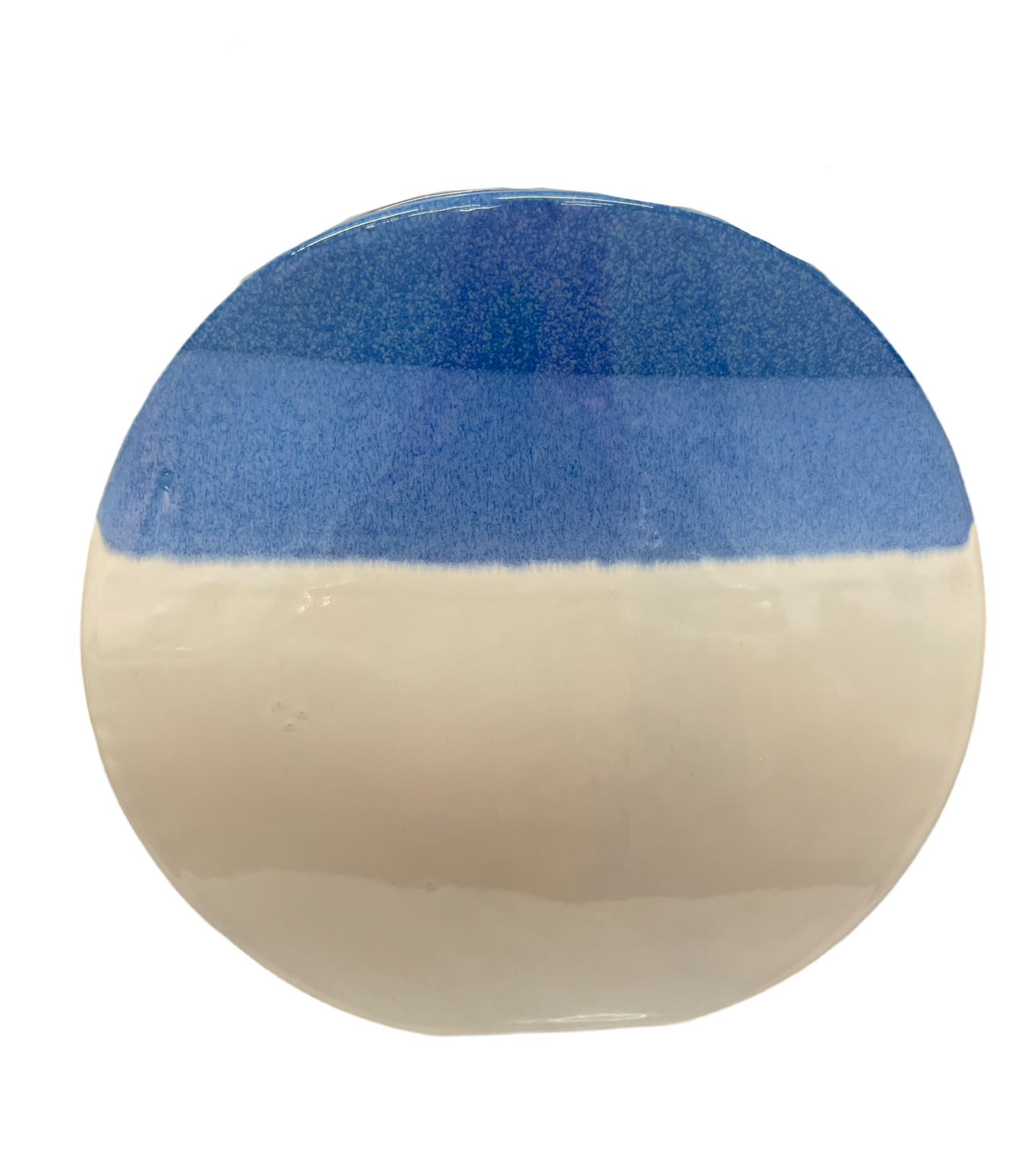 White & Navy Round Vase 13"