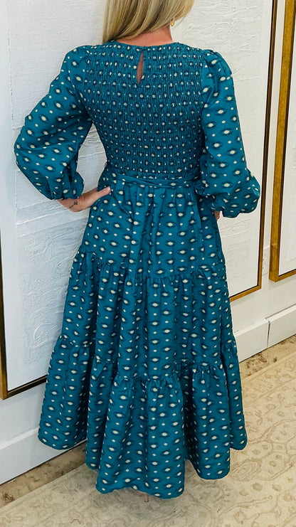 Teal Print Midi Dress