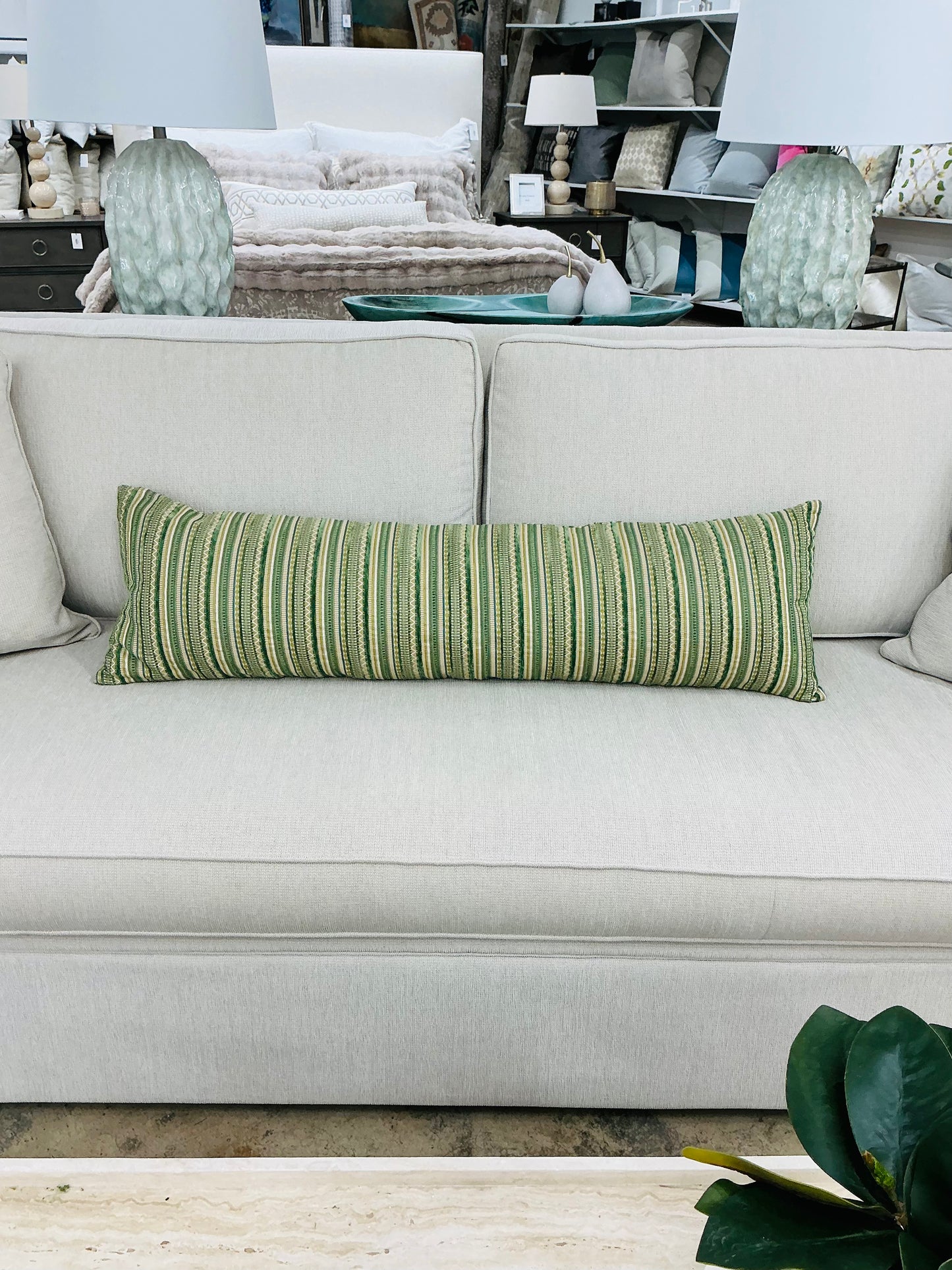 Green Stripe Detail Lumbar 14"x48"
