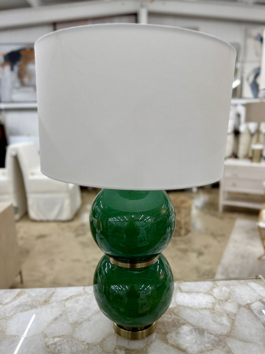 Green Stacked Sphere Lamp 28"h