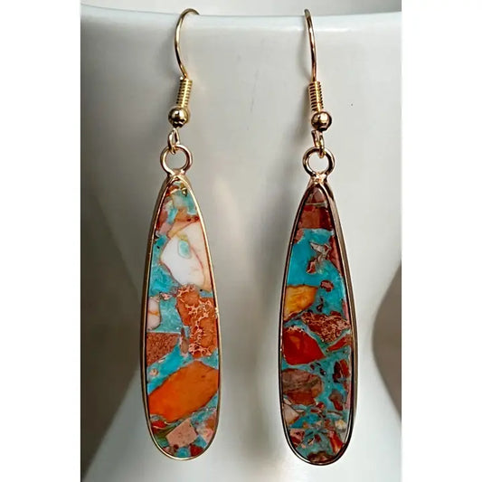 Gold w/Mixed Stone Drop Earring