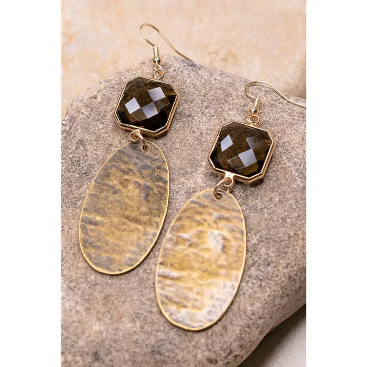 Gold Dangle w/Bronze Oval/Smoky Crystal