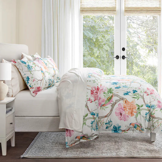 Bright Floral Linen Bedding Set