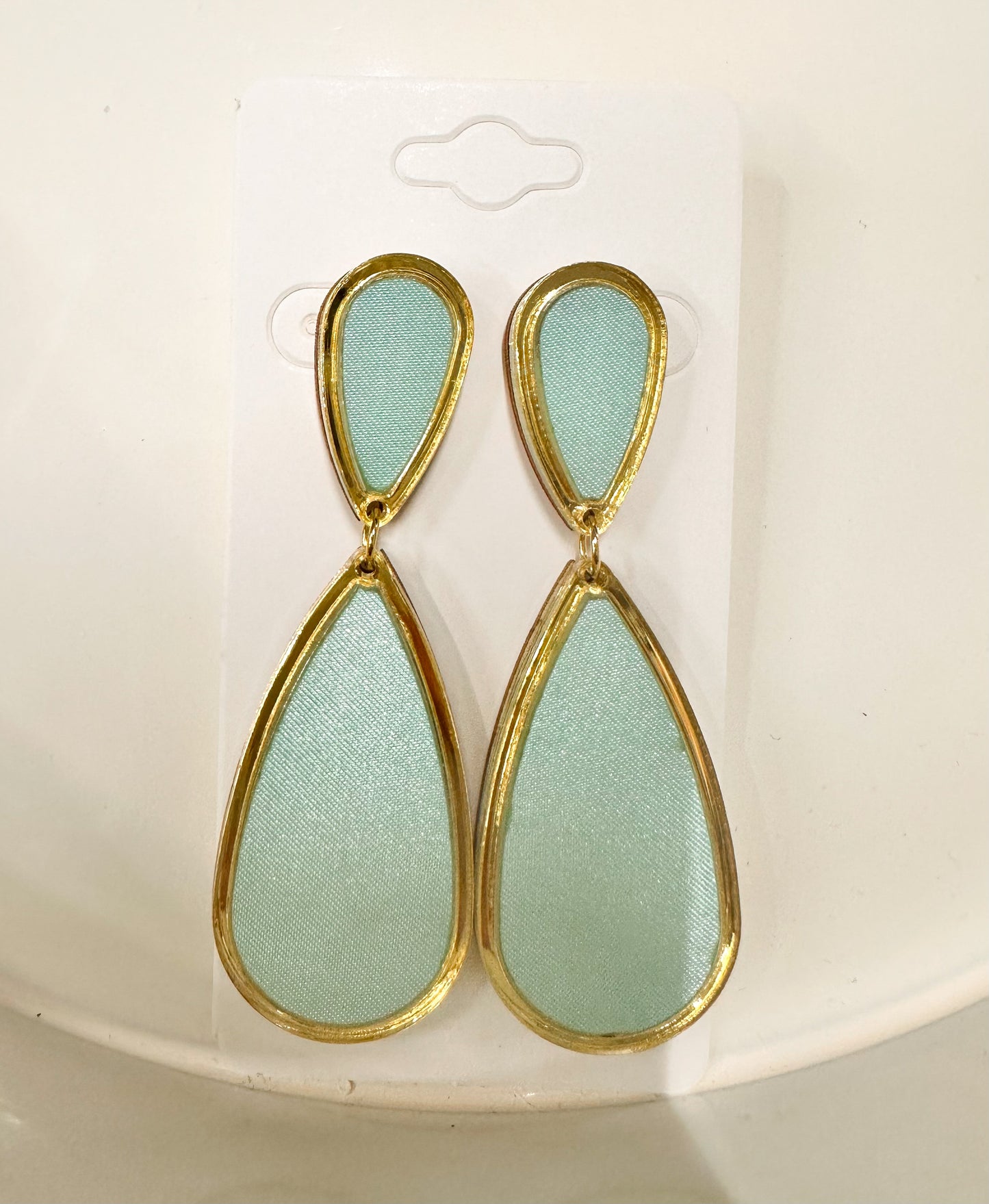 Turquoise Satin Fabric Earrings