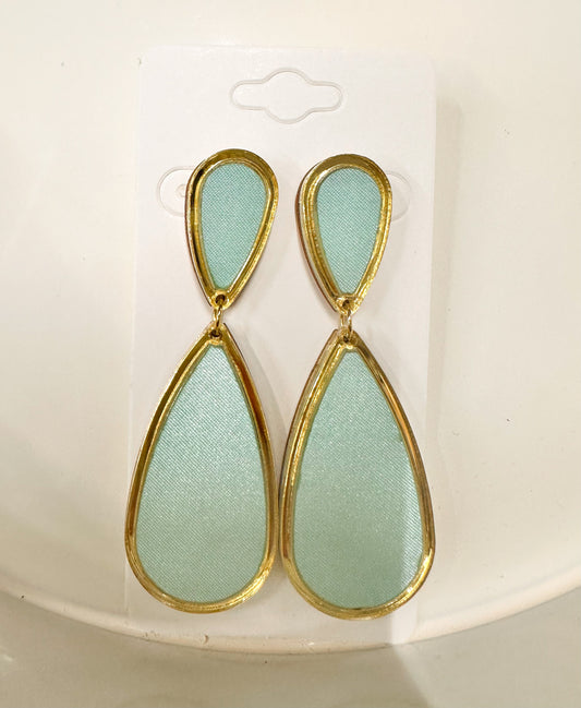 Turquoise Satin Fabric Earrings