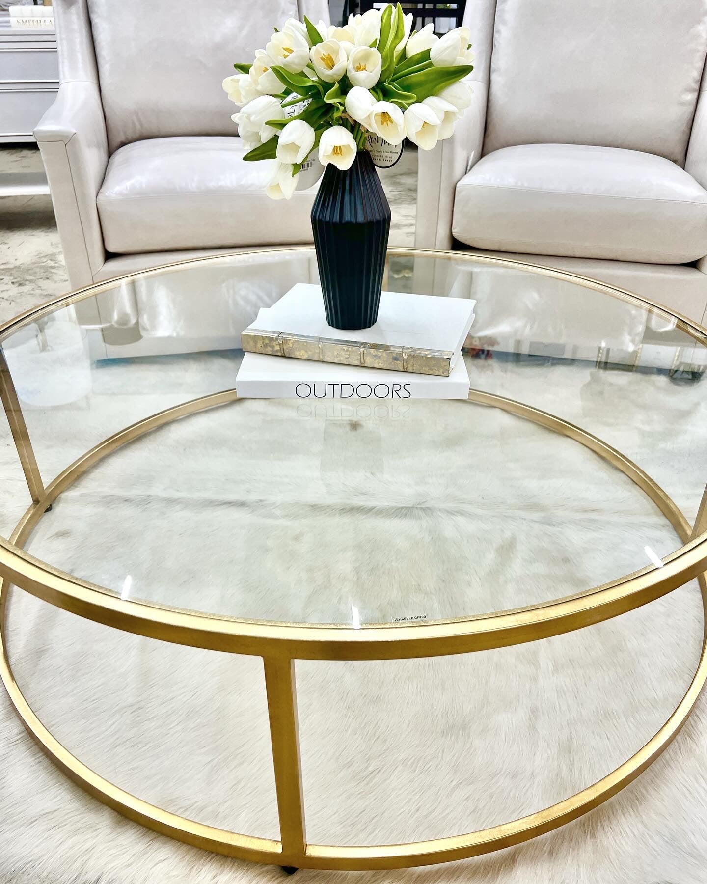 Gold Glass Top Coffee Table 48"