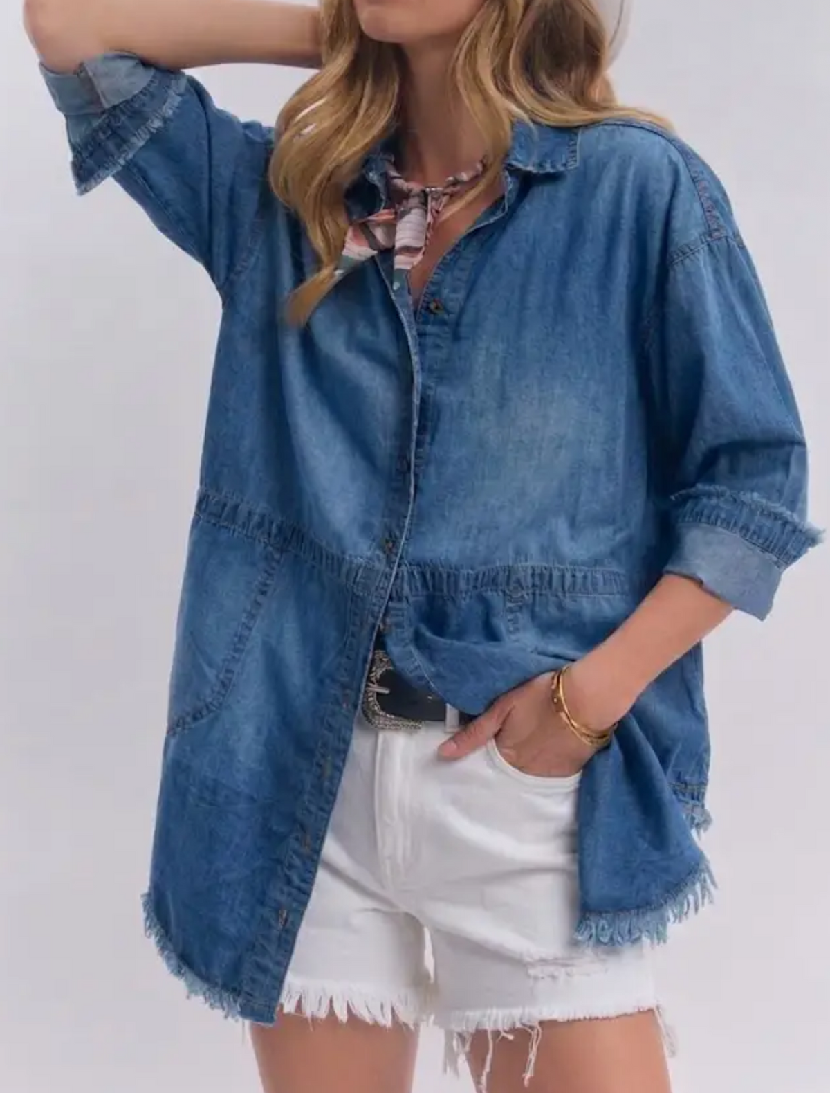 Medium Wash Denim Top