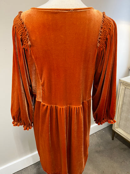 Orange Velvet Tunic Top