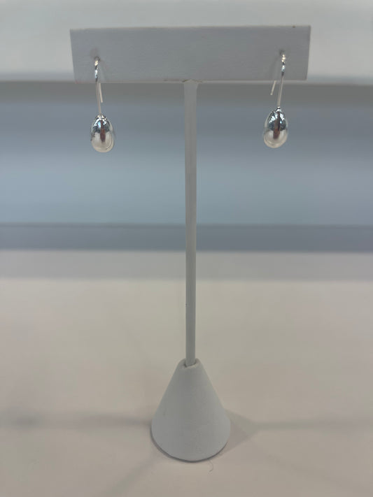 Oval Silver Drop Earrings