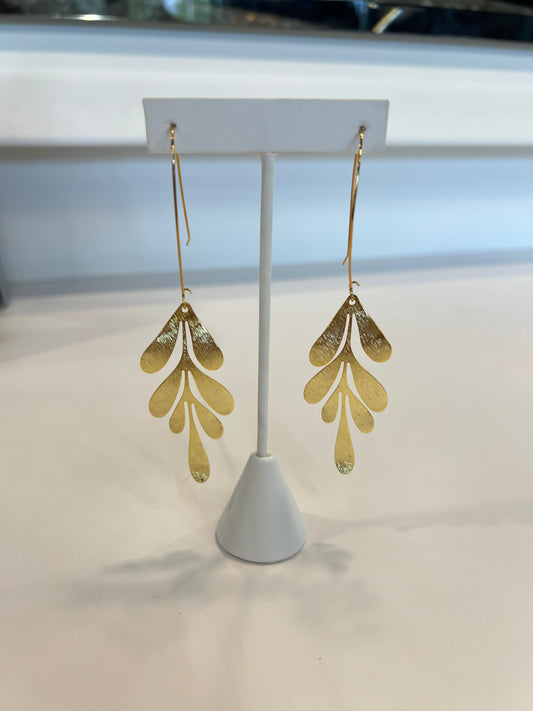 Textured Gold Leaf Earrings