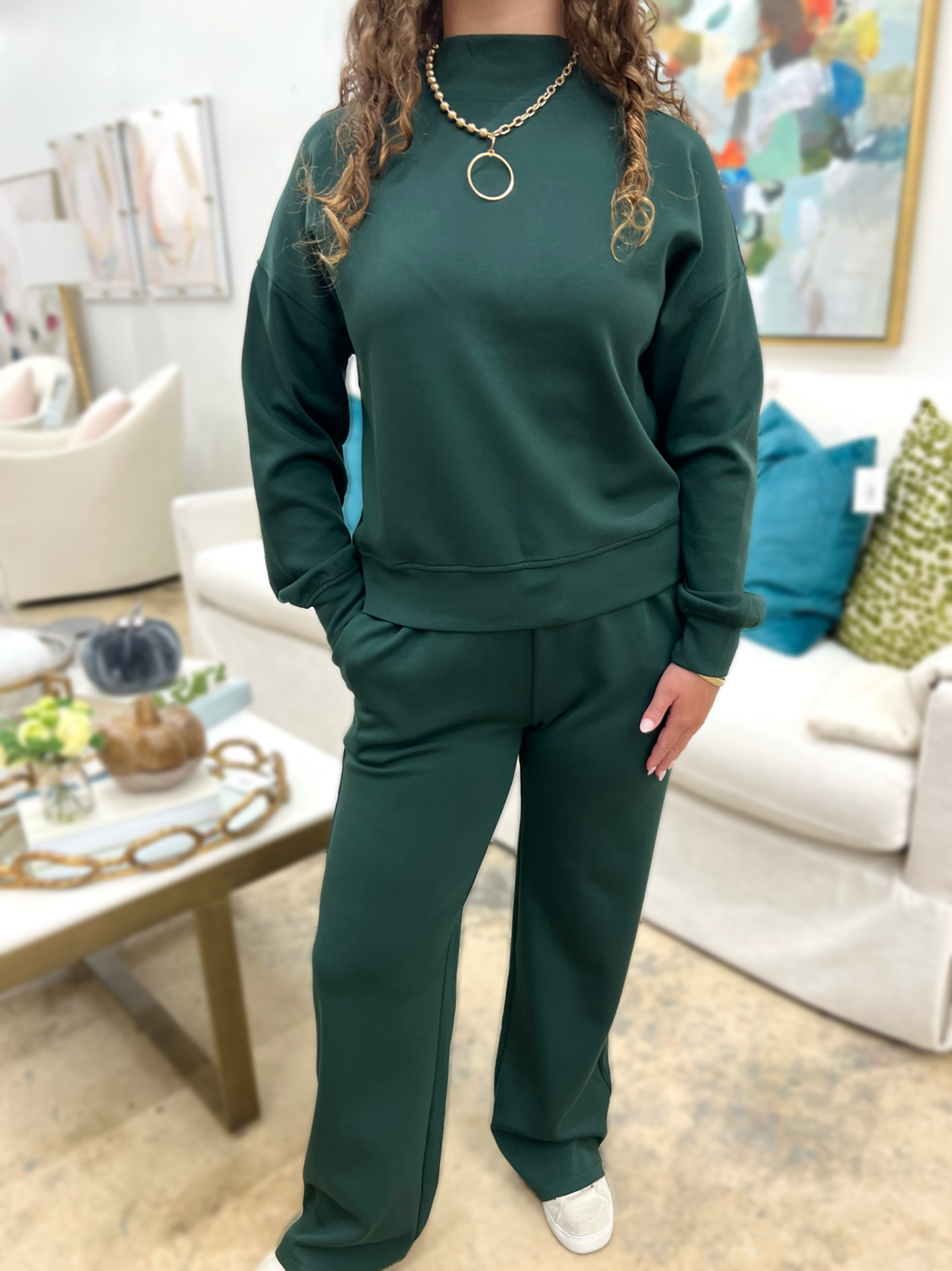 Green Mock Neck Sweatsuit