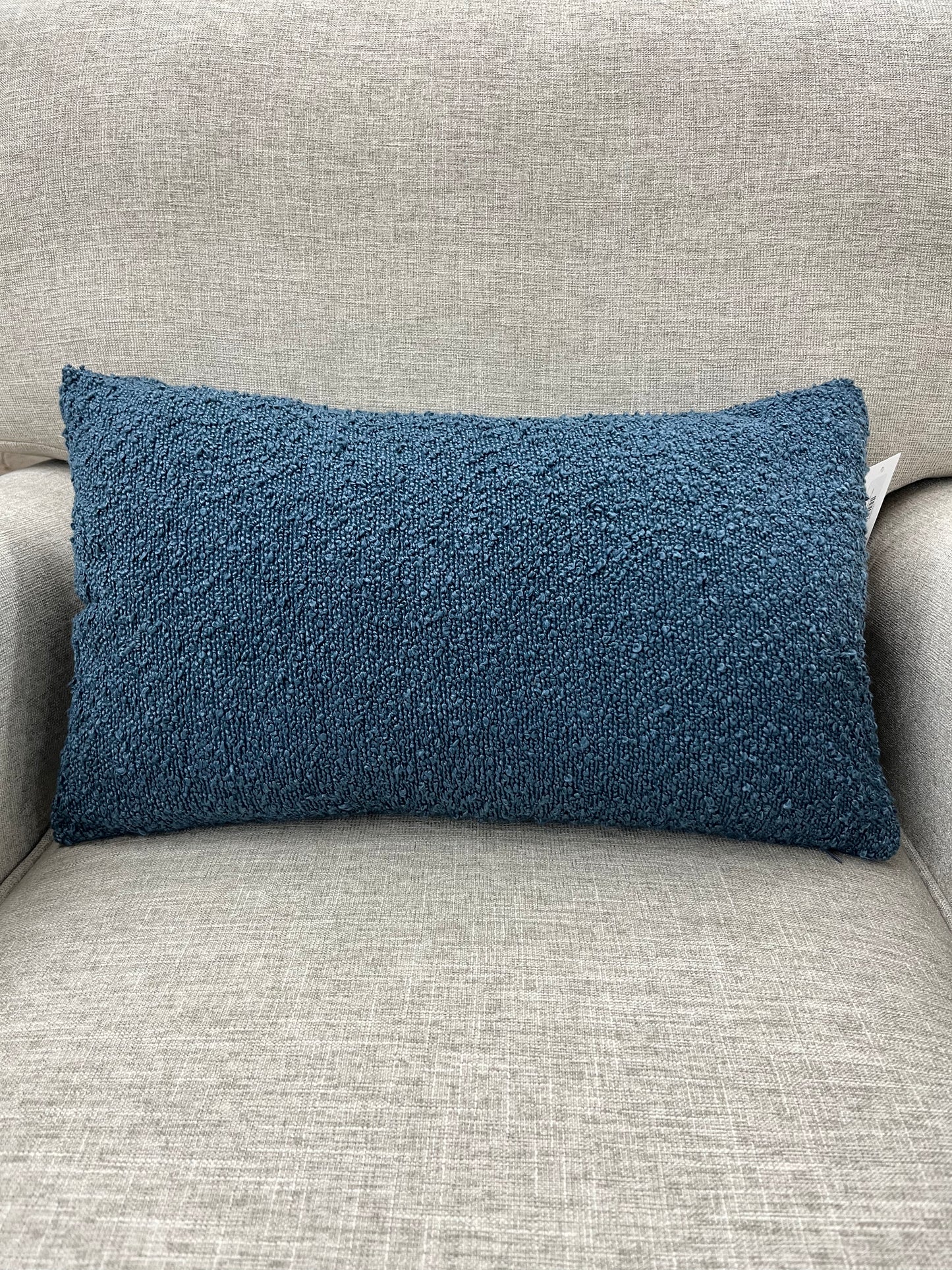 Navy Boucle Lumbar Pillow 12"x22"