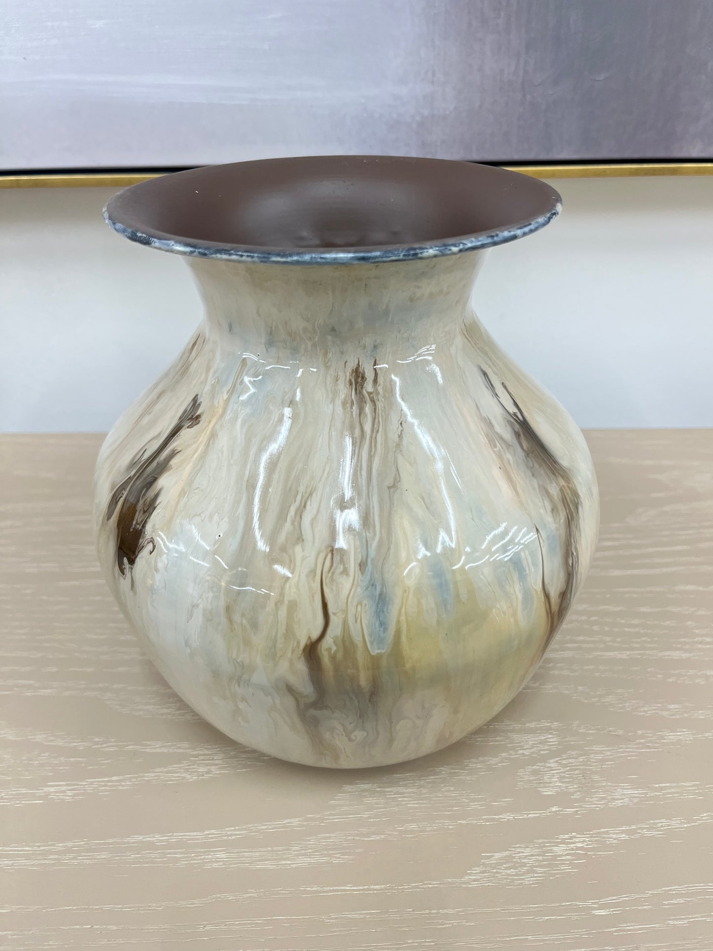 Cream Abstract Metal Vases