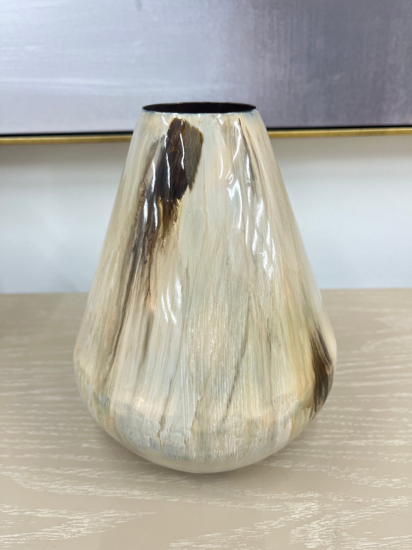 Cream Abstract Metal Vases