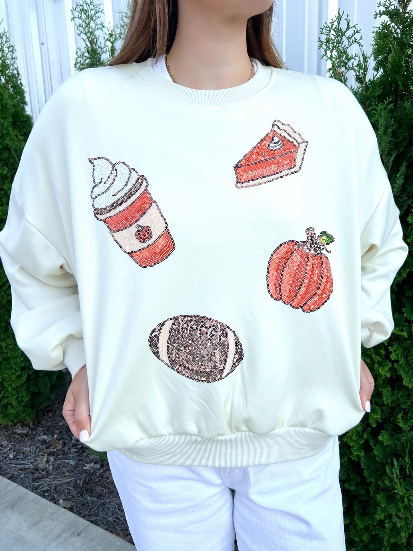 Sequin Fall Cream Sweater