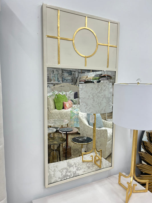 White & Gold Antiqued Mirror