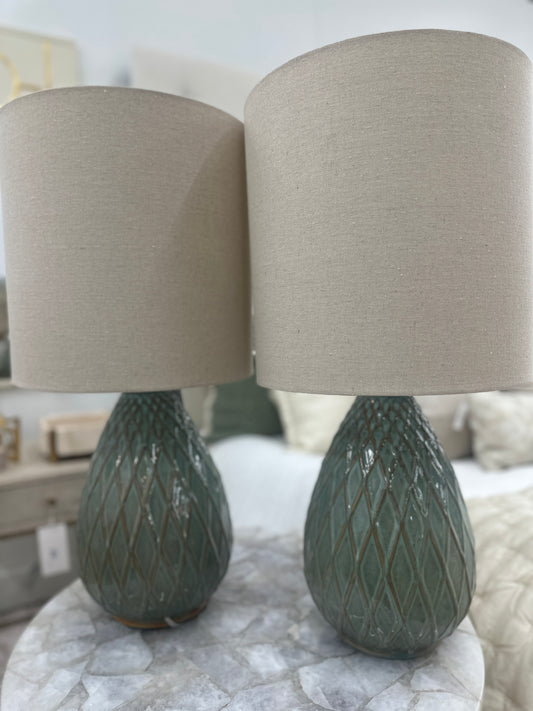 Teal Blue Textured Lamp