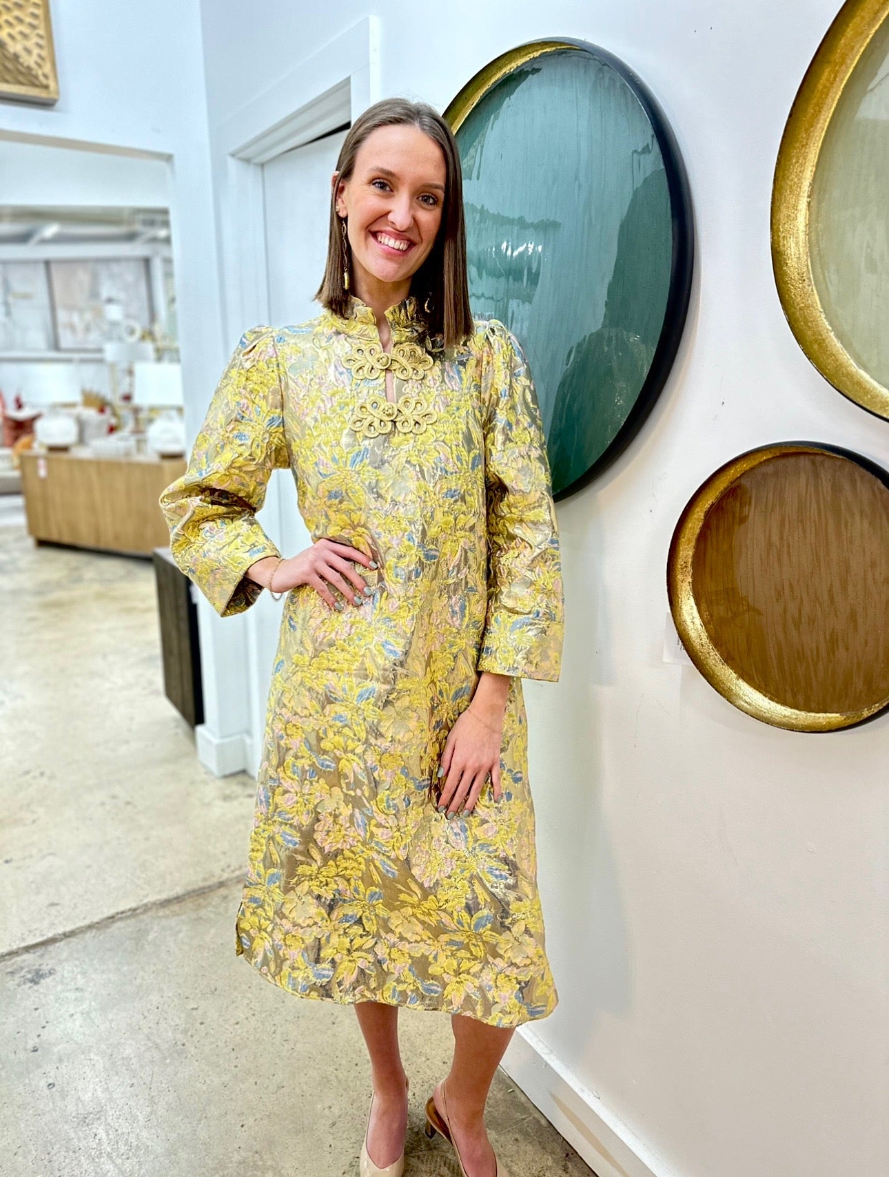 Yellow & Gold Long Sleeve Dress