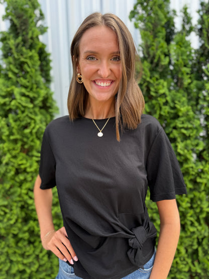 Black Front Tie Top