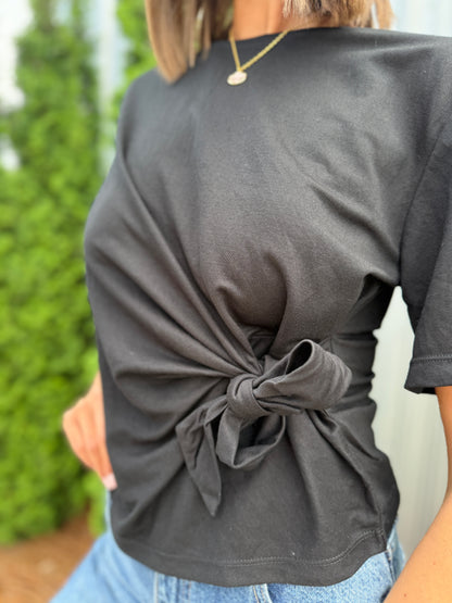 Black Front Tie Top