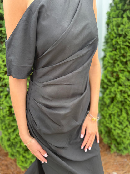 Black One Shoulder Maxi Dress