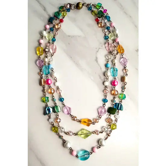 Layered Multi-Color Bead Necklace