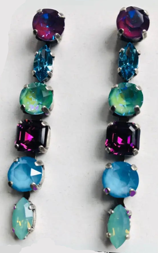 Purple Mixed Swarovski Crystal Statement Earrings