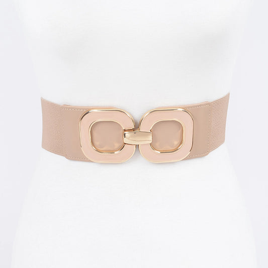 Nude Metal Buckle Elastic Belt
