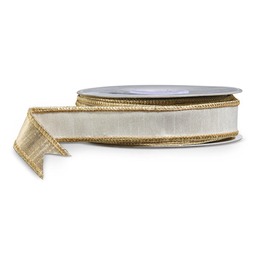 10'x1" White & Gold Ribbon
