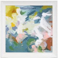 White Framed Multi Color Canvas 48" x 48"