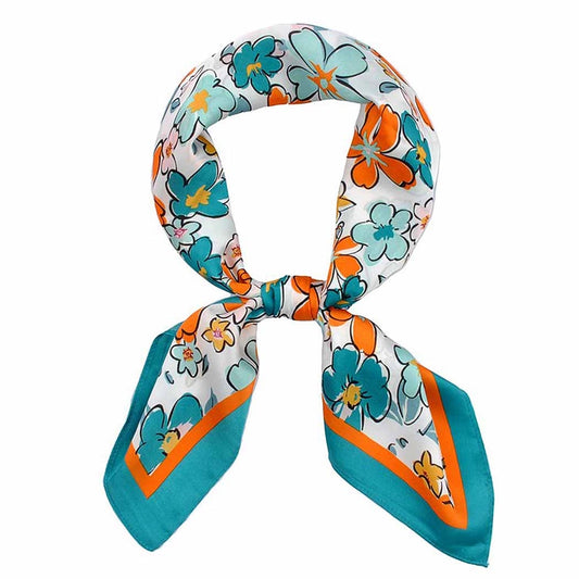 Teal Floral Print Bandana
