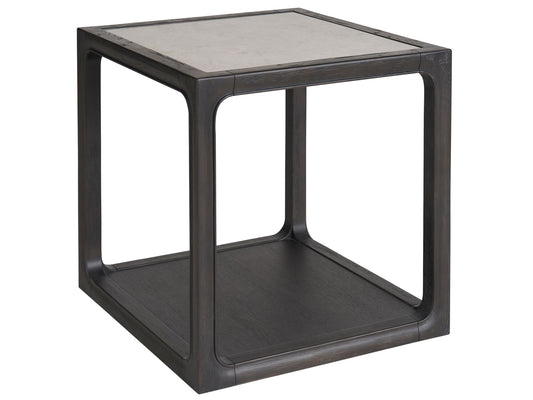Dark Wood & Marble End Table