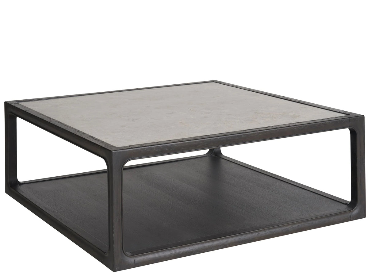 Dark Wood & Marble Cocktail Table