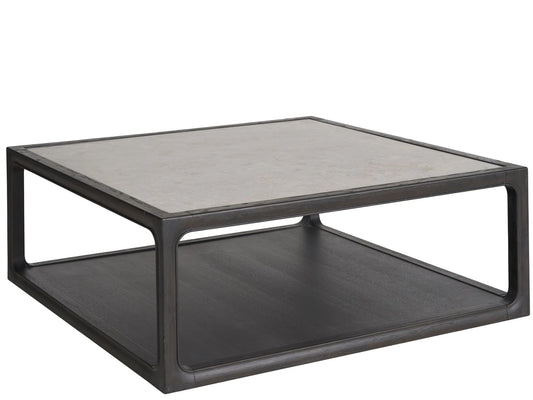 Dark Wood & Marble Cocktail Table